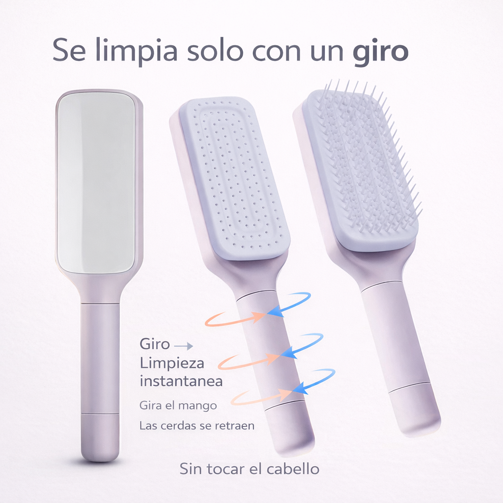 Cepillo Autolimpiante para Cabello Anti-Frizz