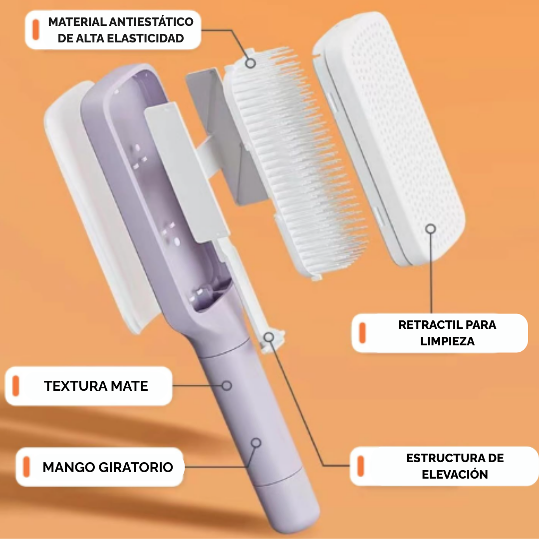 Cepillo Autolimpiante para Cabello Anti-Frizz
